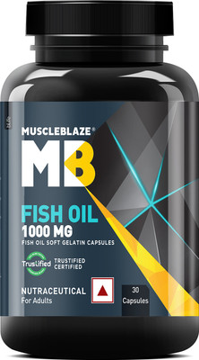 MUSCLEBLAZE Omega 3 Fish Oil 1000 mg with 180 mg EPA and 120 mg DHA(30 Capsules)