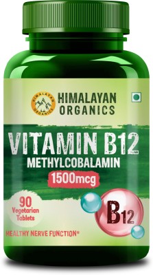 Himalayan Organics Methyl cobalamin Vitamin B12 1500mcg Supplement support Brain, Nerve Function(90 Tablets)