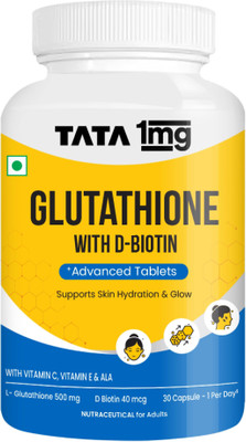 TATA 1mg Glutathione Advanced Capsules with Vitamin C, Ala and Biotin.(30 Capsules)