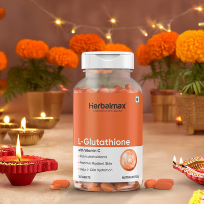 Herbal max L-Glutathione with Vitamin C, Rich in Antioxidants | Promotes Radiant Skin(30 Tablets)