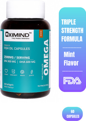 oximind The Ultimate omega fish oil 2500mg/serving EPA 900MG DHA 600 MG. mint flavour(60 Capsules)