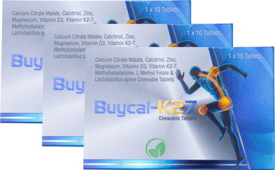 MECORN : BUYCAL K27 Calcium Supplement with D3 & B12, Chewable Mint Flevour, 80 Tablets(8 x 10 Tablets)