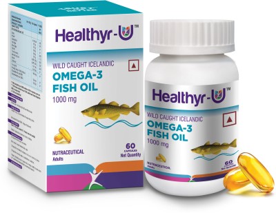 Healthyr-U Icelandic Omega-3 Fish Oil for Men & Women with 180 mg EPA & 120 mg DHA(60 Capsules)