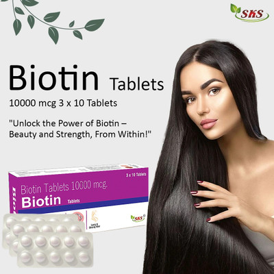 SKS BIOTECH Advanced Biotin 10000 mcg For Strong Hair, Hair Fall Control(30 No)