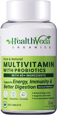 Health Veda Organics Multivitamin with Probiotics Enhances Nervous Systems for both Men & Women(120 Tablets)