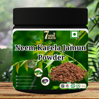 7Herbmaya Jamun Karela Neem Powder - For Maintaining Blood Sugar Level | Neem Karela Jamun(100 g)