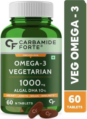 CARBAMIDE FORTE Veg DHA Omega 3 Capsules 1000mg Tablets, Vegan Omega 3 no Fish Oil Used(60 No)