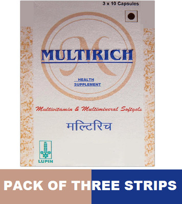Lupin MULTIRICH MULTIVITAMIN AND MULTIMINERAL SUPPLEMENT CAPSULE (3*10CAPS)(3 x 10 Capsules)