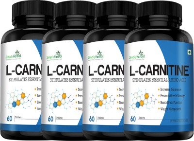 Simply Herbal L-Carnitine L-Tartrate 500mg Tablets for Weight loss, Fat burn & Energy booster(4 x 60 Tablets)