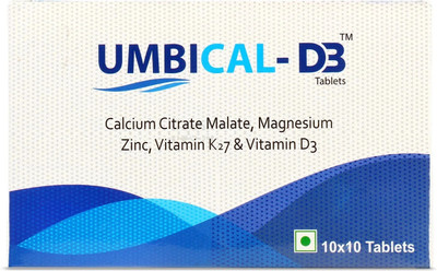 TQ Wellness UMBICAL D3 Calcium Citrate Malate with Vitamin D3 & K27 Tablets(100 Tablets)