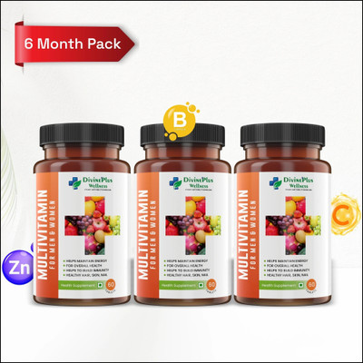 DiViNEPLUS WELLNESS Multivitamin Tablets Men & Women Multivitamins Probiotics For Immunity & Energy(3 x 60 Tablets)