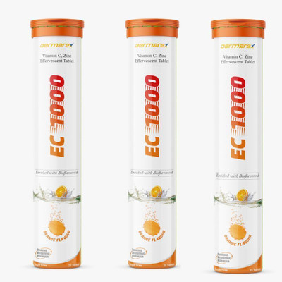 EC1000 Vitamin C Effervescent Tablets |Immune Booster, Powerful Antioxidant(3 x 10 Tablets)