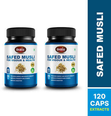 OSNIA Safed Musli Extract 500 mg Supplement for Strength, Stamina & Performance(2 x 60 Capsules)
