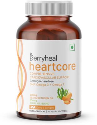 Berryheal Heartcore |DHA Omega3 & 7 |Cholesterol & Trigylcerides |Seabuckthorn & Algal Oil(30 Capsules)