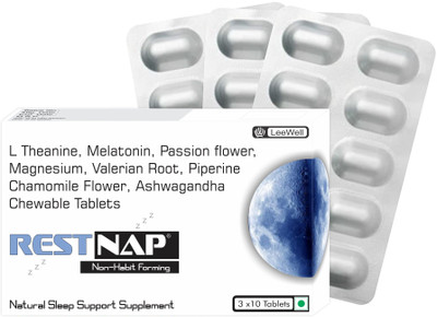 Restnap Chewable Deep Sleeping aid | Ashwagandha, Melatonin, Magnesium Sleep Support(30 No)