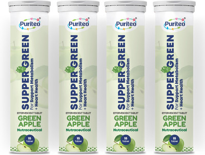 puriteo SUPPER GREEN EFFERVESCENT GREEN APPLE 04(4 x 15 Tablets)