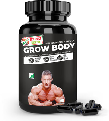 BEST CHOICE NUTRITION GROW BODY CAPSULE FOR WEIGHT GAIN, MUSCLE BUILDING AND MUSCLE MASS GAIN(60 Capsules)