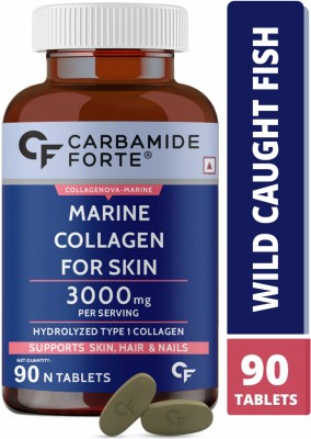 CARBAMIDE FORTE Hydrolyzed Marine Collagen Peptides 3000mg with Biotin - Collagen Type 1 Powder(90 Tablets)