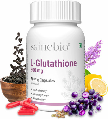 SAINEBIO L-Glutathione 500 mg with Vitamin C, E, Hyaluronic Acid, ALA(30 Capsules)