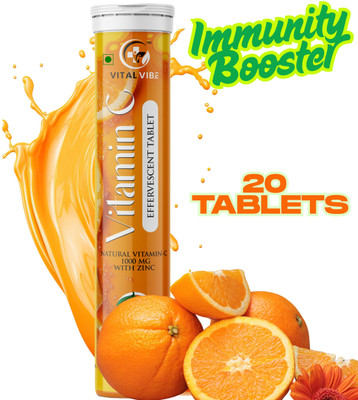 VITAL VIBE Vitamin C Natural Amla Extract 1000mg with Zinc Effervescent for Skin Health(20 Tablets)