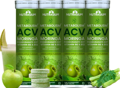 NUTRASIUM ACV Moringa, Supports Weight Management , No Added Sugar 60 Effervescent Tablet(4 x 15 Tablets)