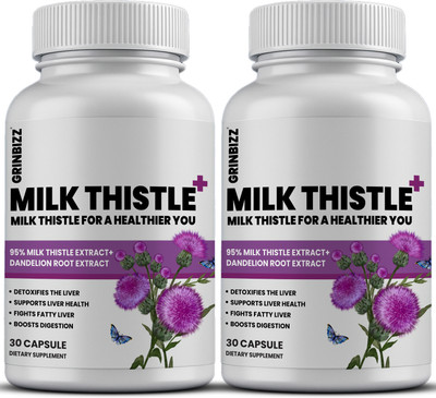 grinbizz Milk Thistle Capsules – Liver Detox, Cleanser & Health Support(2 x 30 Capsules)