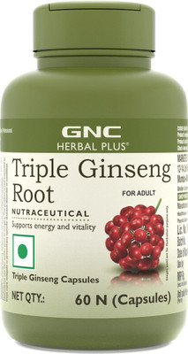 GNC Herbal Plus Triple Ginseng with Korean, American & Siberian Ginseng(60 Capsules)