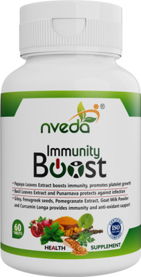 Nveda Immunity Boost with Papaya Leaves, Basil Leaves Extract, Giloy, Purnarva etc(60 No)