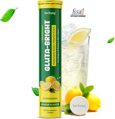 Herbyog Gluta-Bright 600mg L-Glutathione with Vitamin C & E for Glowing Skin(15 Tablets)