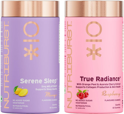 Nutriburst Rest & Radiance Combo: Sleep + True Radiance Collagen Builder Gummies(2 x 60 No)
