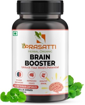 Prasatti Herbal Organic Plant Based Brain Booster Capsules For Memory Retention & Stress Relief(60 Capsules)