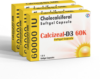 Zeal Pharmacure Calcizeal-D3 60K Softgel Capsule(12 Capsules)