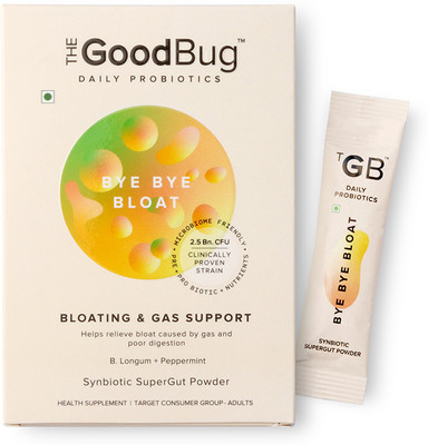 The Good Bug Bye Bye Bloat For Acidity Gas & Bloating Relief Lemon Flavoured Powder(15 No)