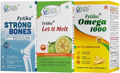 FYTIKA HEALTHCARE PRODUCTS Strong Bones + Let It Melt + Omega 1000 ( Pack of 3 )(3 x 60 Tablets)