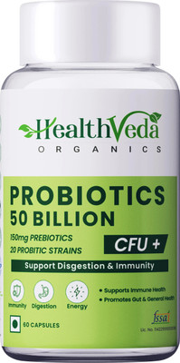 Health Veda Organics Probiotics 50 Billion CFU Multi-Strains for 10X Better Digestion & Immunity(60 Capsules)