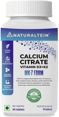 NATURALTEIN Calcium Citrate with Vitamin D3 + K2 (MK7) | Bone & Joint Support(30 Tablets)