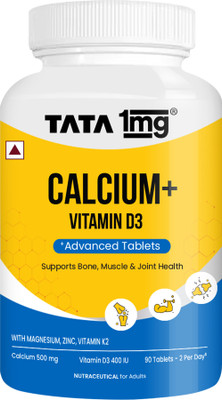 TATA 1mg Calcium + D3 Tablet for better absorption Of Calcium, Joint Health & Immunity(90 Tablets)