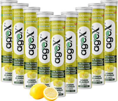AGE-X L-Carnitine 2500mg Immunity Booster, Helps Convert Fat into Energy,Lemon Flavour(9 x 20 Tablets)