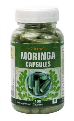 Girme's Organic Farms Moringa Powder 0.5g x 100 Capsules Pack(50 g)