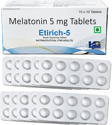etirich Melatonin 5mg | Natural Sleeping aid pills for Deep Sleep | Non-Addictive(100 Tablets)