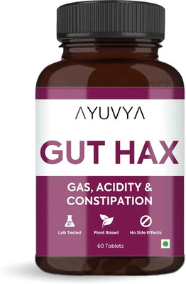 Ayuvya Gut Hax | Herbal Capsules for Digestion & Gastric Problems | For Men and Women(60 Tablets)