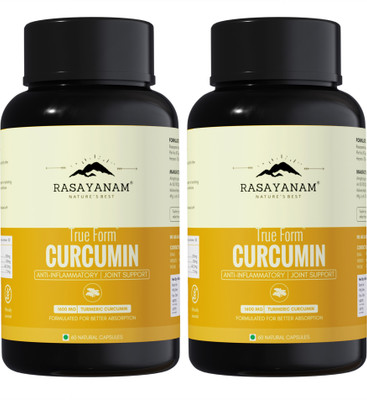 Rasayanam Curcumin+ 1500mg PACK OF 2 | Extra Pure Nanocurcumin with Bioperine | Turmeric & Black pepper extract | Natural Antioxidant(Pack of 2, 120 Capsules) Rasayanam Curcumin+ 1500mg PACK OF 2 | Extra Pure Nanocurcumin with Bioperine | Turmeric & Black pepper extract | Natural Antioxidant(Pack of 2, 120 Capsules)