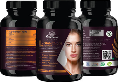VEDA MAXX PACK OF 3 L Glutathione Skin Lightening with Vitamin C & E, Biotin(3 x 1 No)