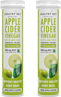 HealthyHey Nutrition Apple Cider Vinegar with Mother Effervescent Tablets Pack of 2(2 x 15 Tablets)