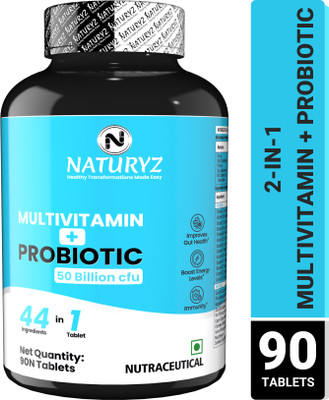 NATURYZ Multivitamin with Probiotics 50 Billion CFU & Prebiotics for general health(90 Tablets)