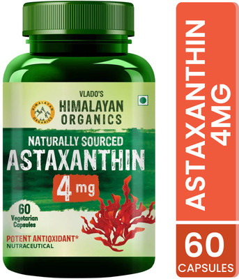 Vlado's Himalayan Organics Naturally Sourced Astaxanthin 4mg | Antioxidant | 60 Veg Capsules(60 Capsules)