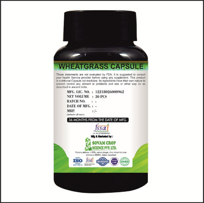 SOVAM Organic Wheatgrass Capule For Improves Immunity(30 Capsules)