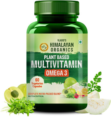 Vlado's Himalayan Organics Plant Based Vegan Omega 3 with Multivitamin 25+ Ingredients for Energy,Immunity(60 Capsules)