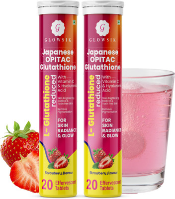 G GLOWSIK -600mg Japanese Opitac L-Glutathione Effervescent Tablet for Clear & Bright Skin(2 x 20 Tablets)