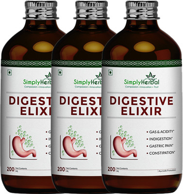 Simply Herbal Digestive Syrup, Tonic Enriched With 37 Digestion Enzymes for Acidity & Bloating(3 x 200 ml)